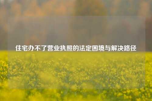 住宅办不了营业执照的法定困境与解决路径