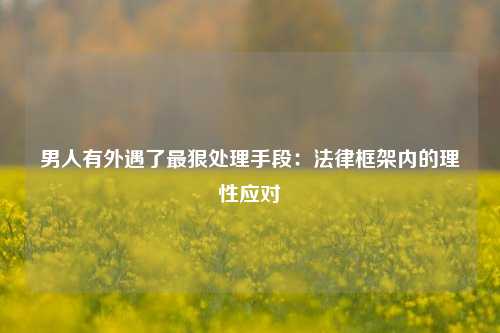 男人有外遇了最狠处理手段：法律框架内的理性应对